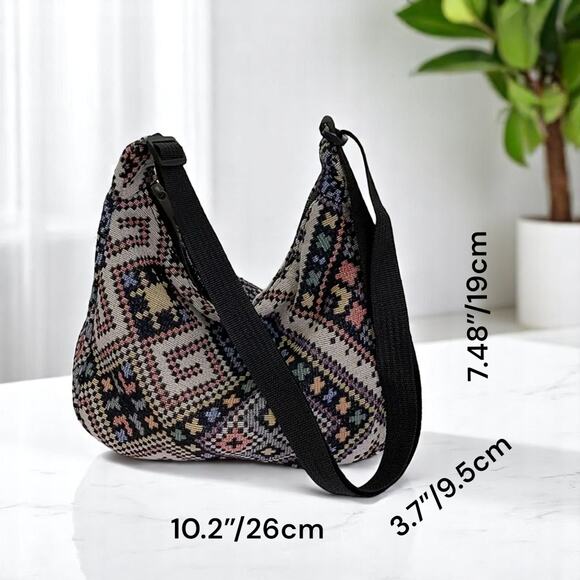 Ethnic Hobo Bag Nylon Boho Messenger Adjustable Strap NEW - Picture 2 of 5